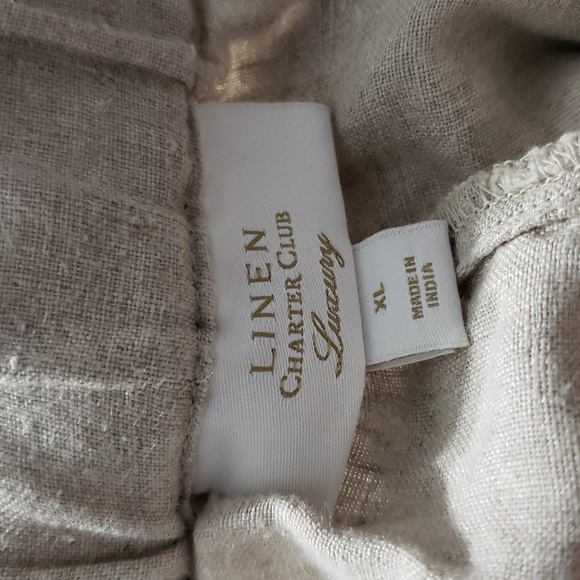 Charter Club  Beige Linen Pants   Elastic Waist with drawstring  Women's Size XL - Picture 3 of 3